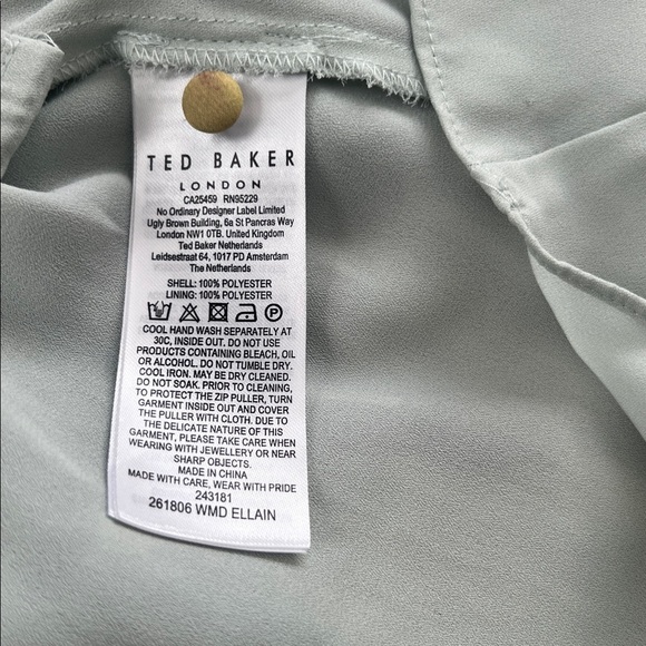 TED BAKER Ellain Graphic-Print Tiered Crepe Mini Dress. Size 3 - Picture 12 of 13